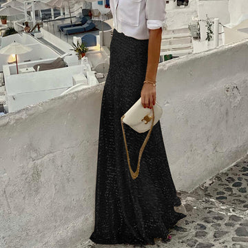 Woochic jupe cocktail paillettes scintillantes couture plissée noir S